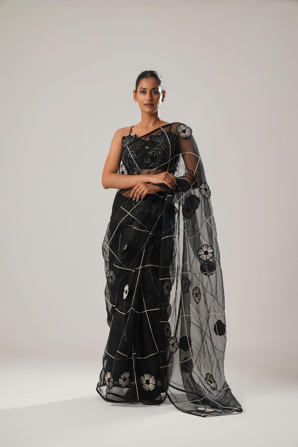 ATBW - MJ Black Floral Pre-stitched Saree, a product by ATBW