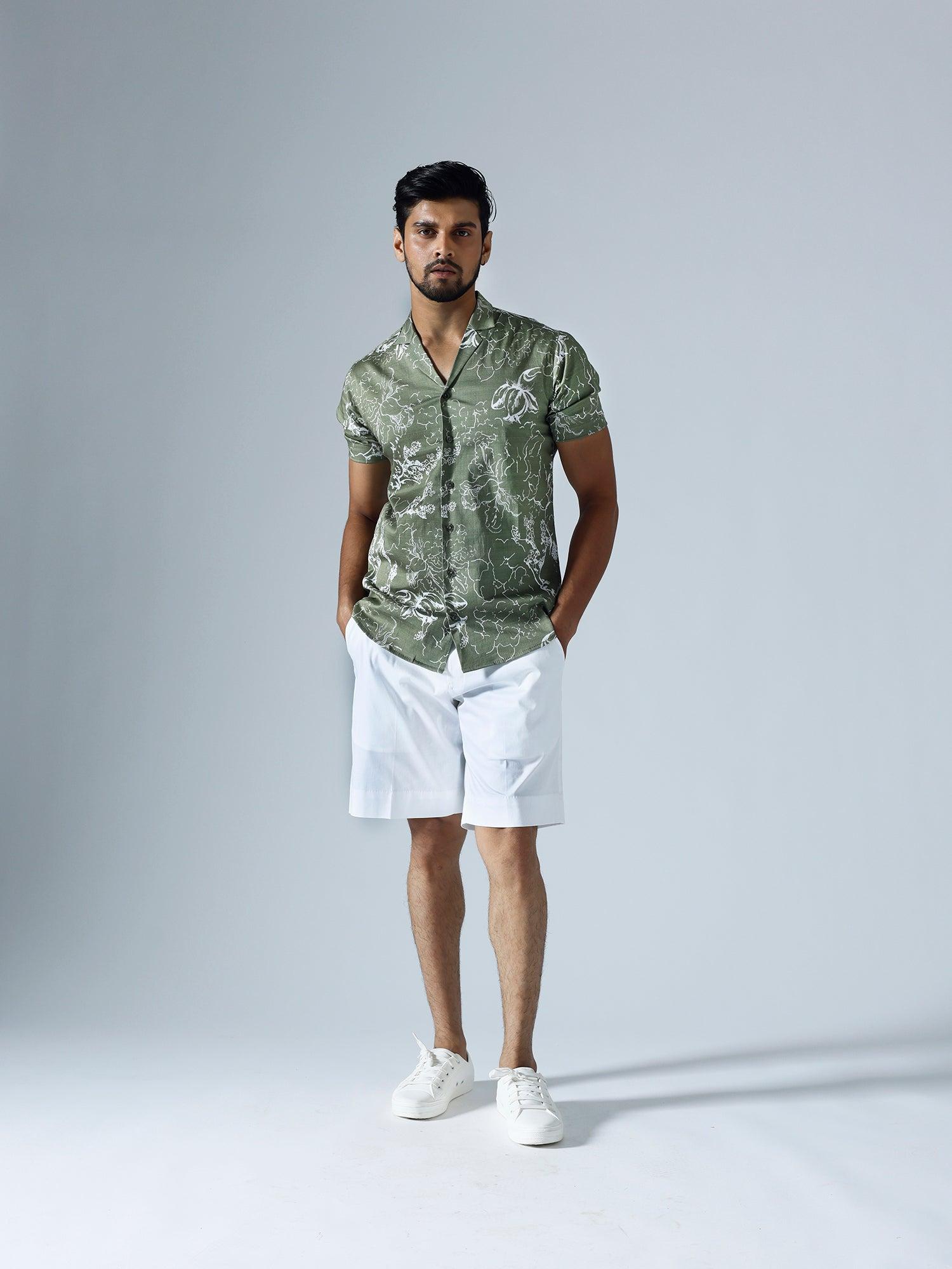 Bloom Green Half sleeves Shirt, a product by KLAD