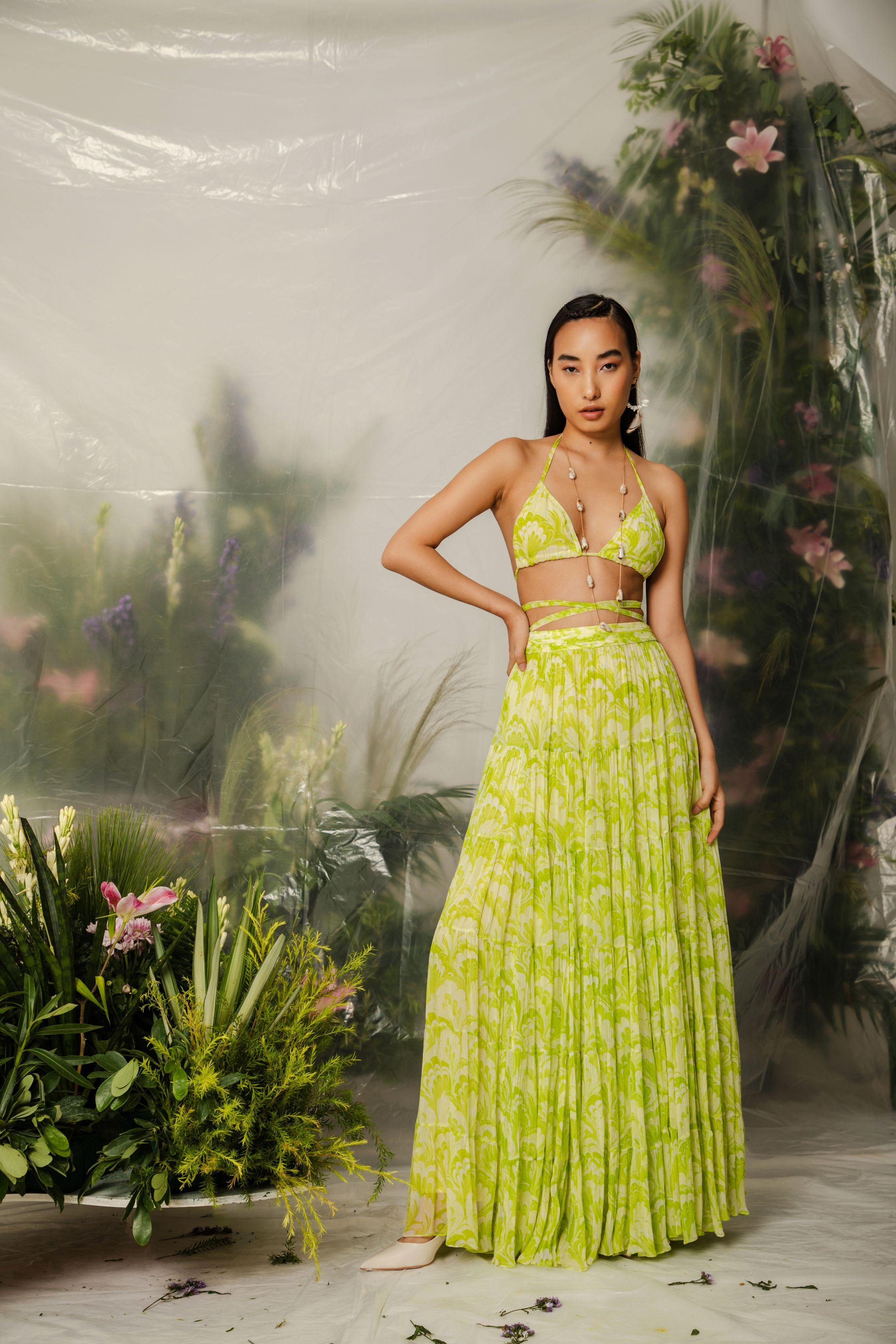 Kioko Bralette & Tier Midi Skirt, a product by THE IASO