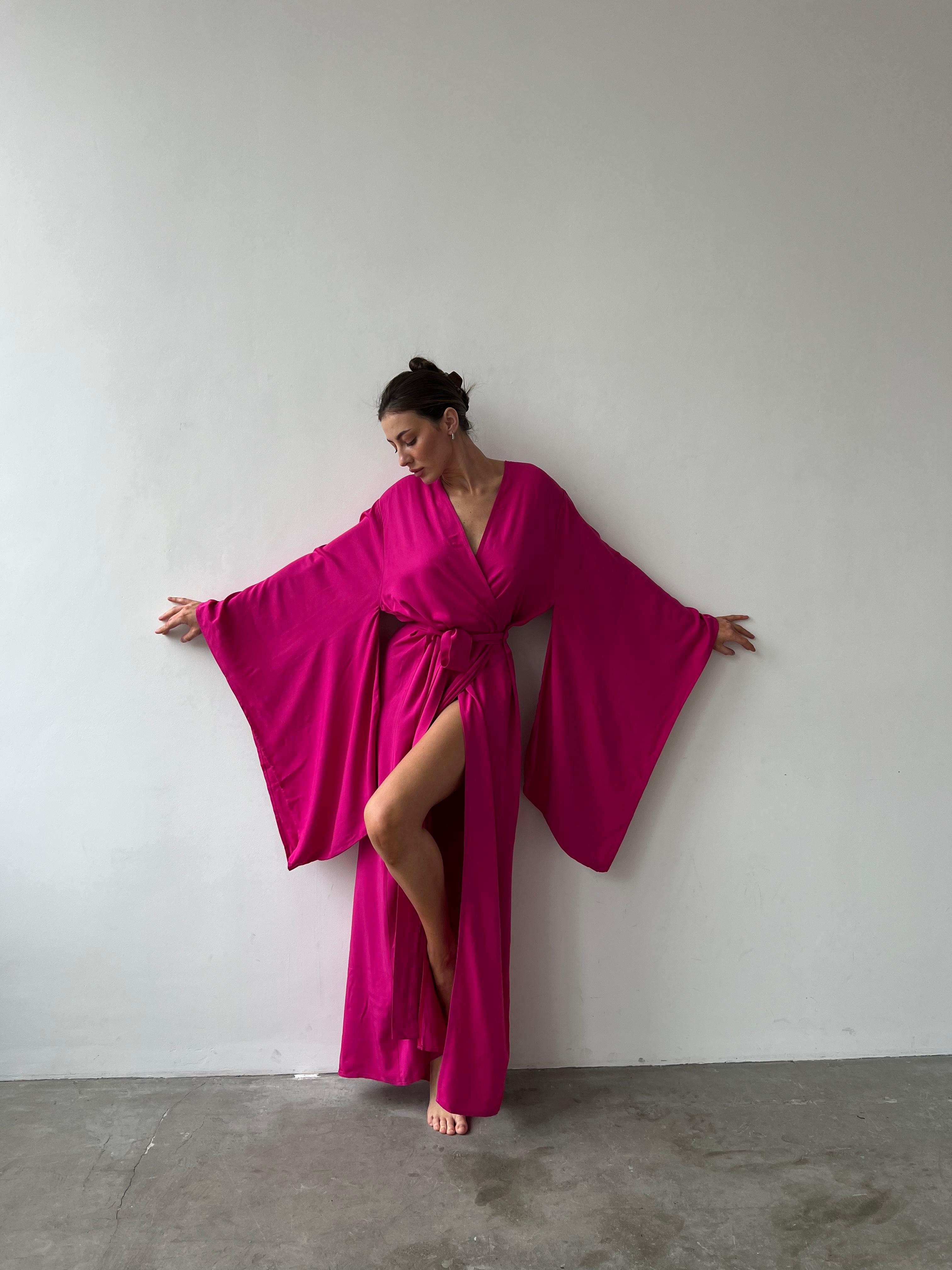 Kimono Sleeves Cotton Long Robe, a product by Okiya Studio