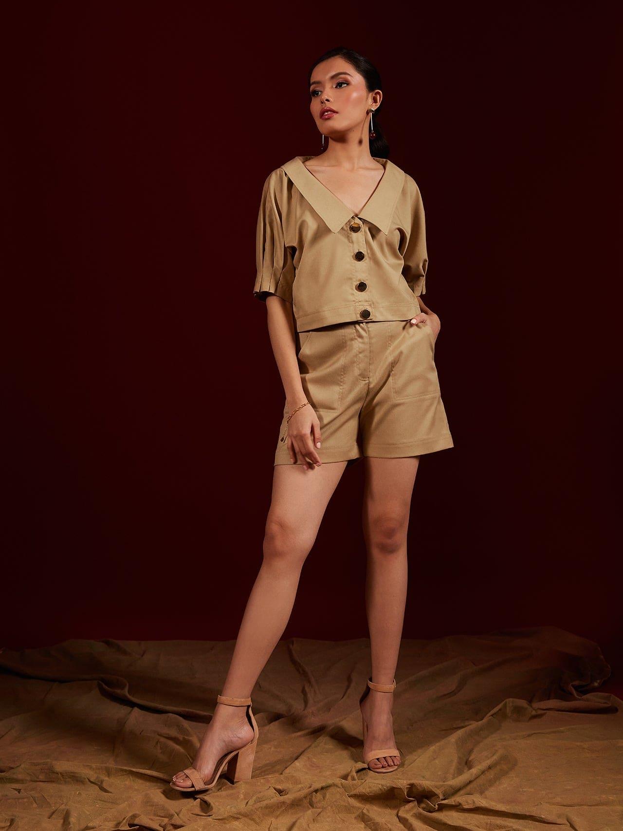 Tan Chelsea Collar Bolero & Shorts, a product by tara and i