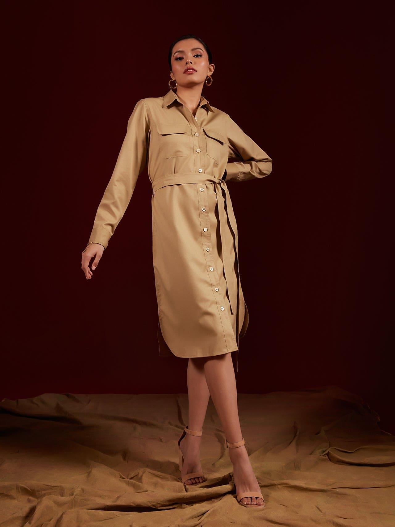 Tan Double Pocket Shirt Dress, a product by tara and i