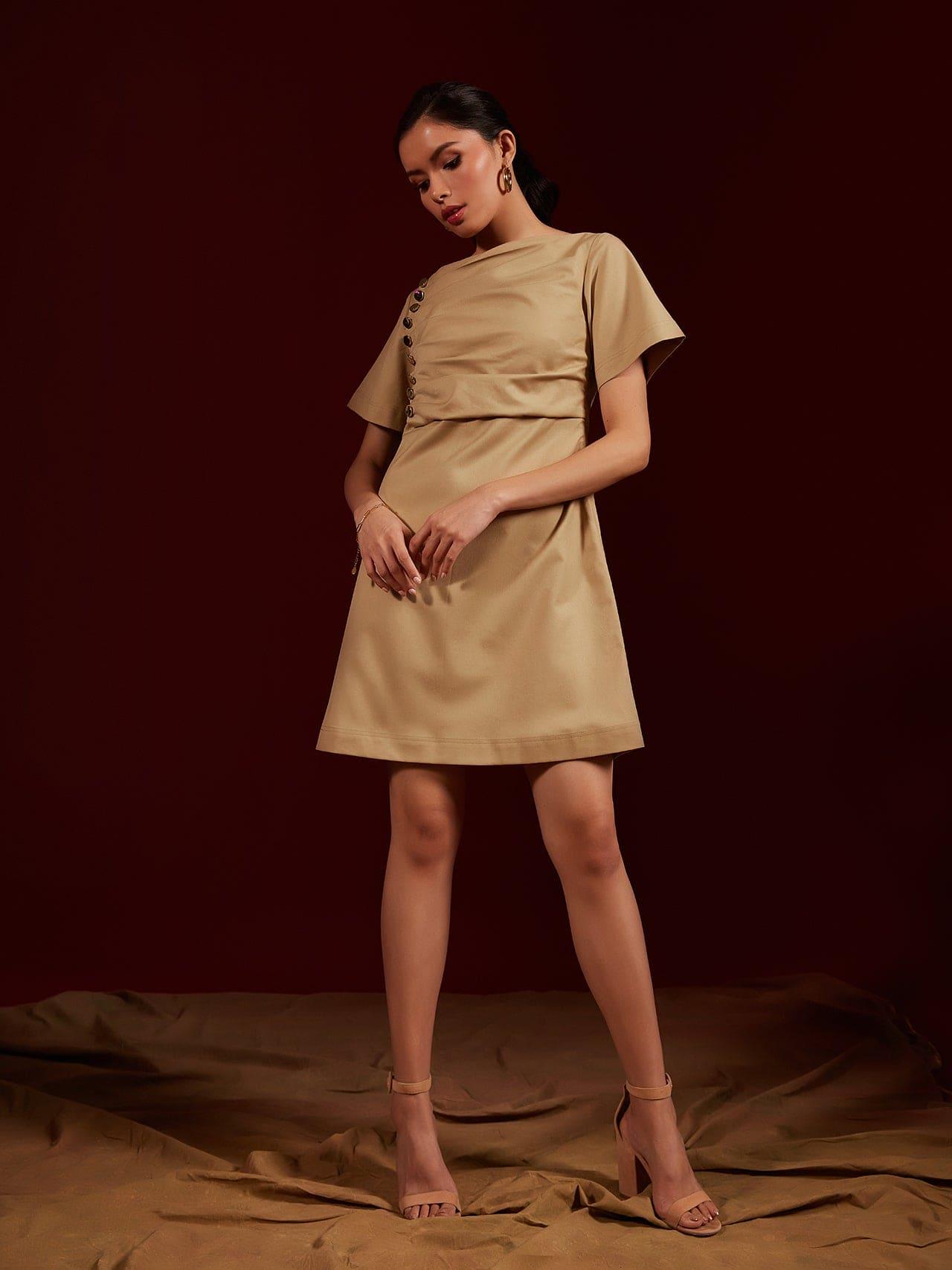 Tan Side Placket Shift Dress, a product by tara and i